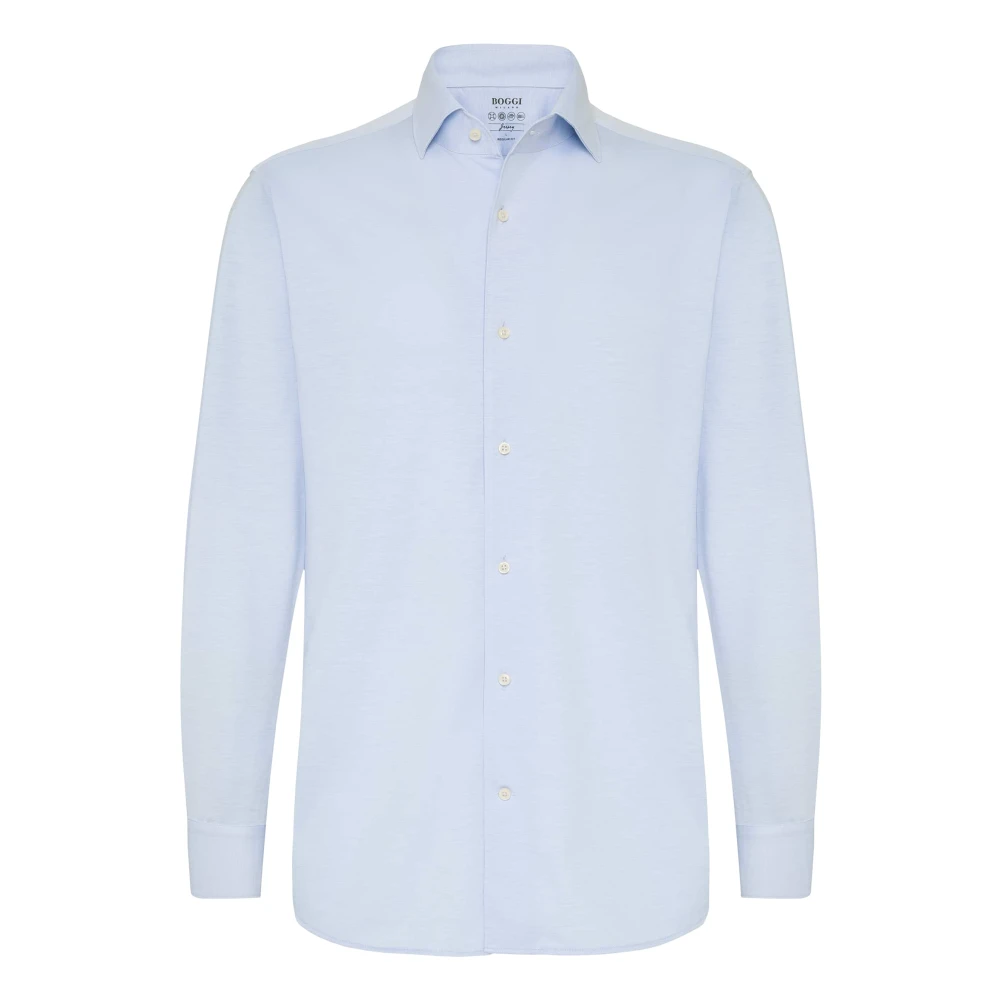 Boggi Milano Jersey Bowling Kraag Polo Shirt Reg Fit Blue Heren