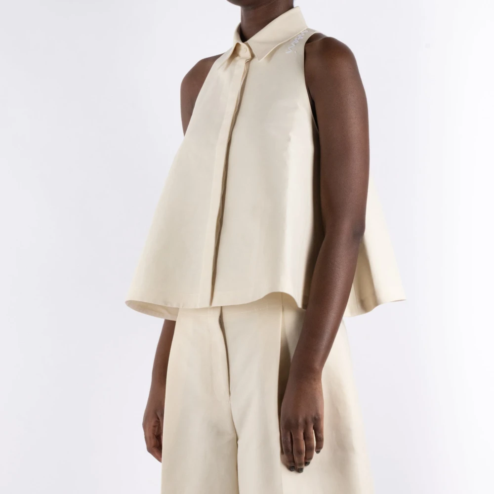 Marni Ivoor Katoenen Overhemd Beige Dames