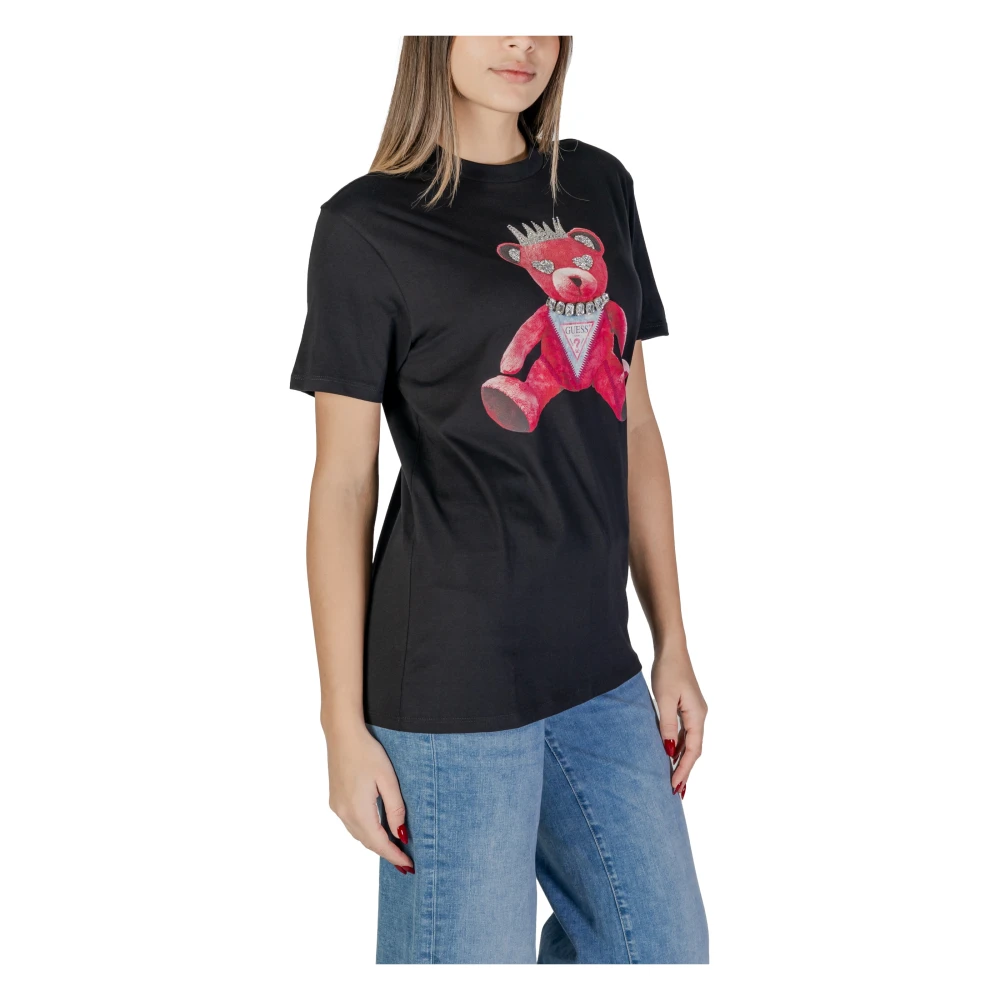 Guess Korte mouw katoenen T-shirt collectie Black Dames