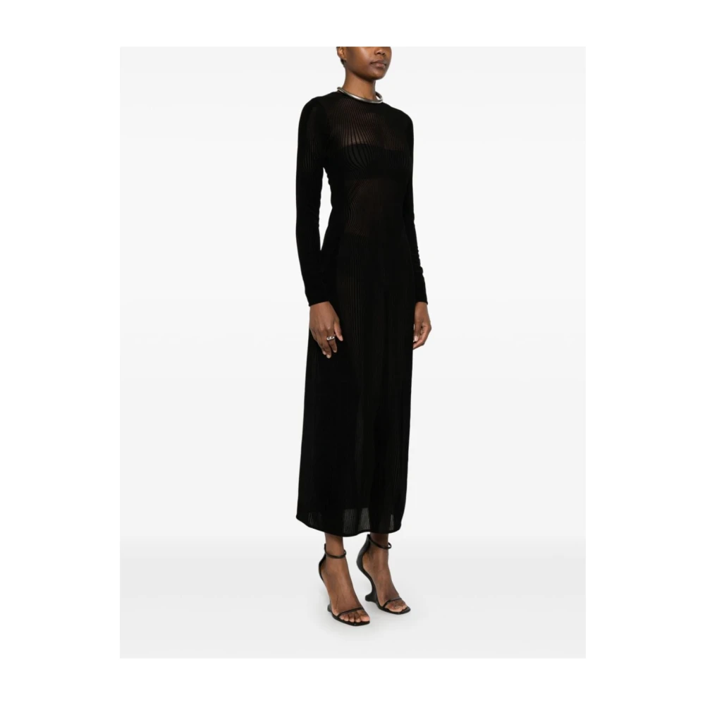 Jean Paul Gaultier Zwart Mesh Maxi Jurk Black Dames