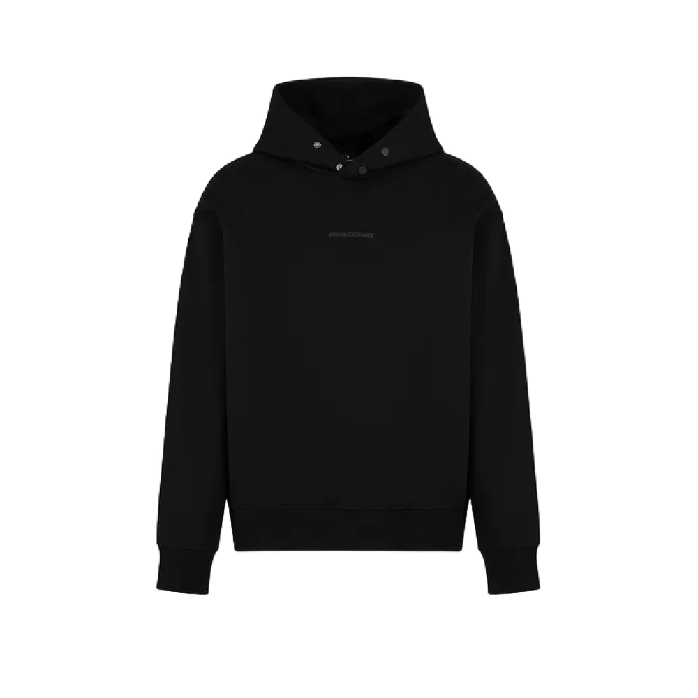 Armani Exchange Men's Black Hooded Sweatshirt French Terry Aw24