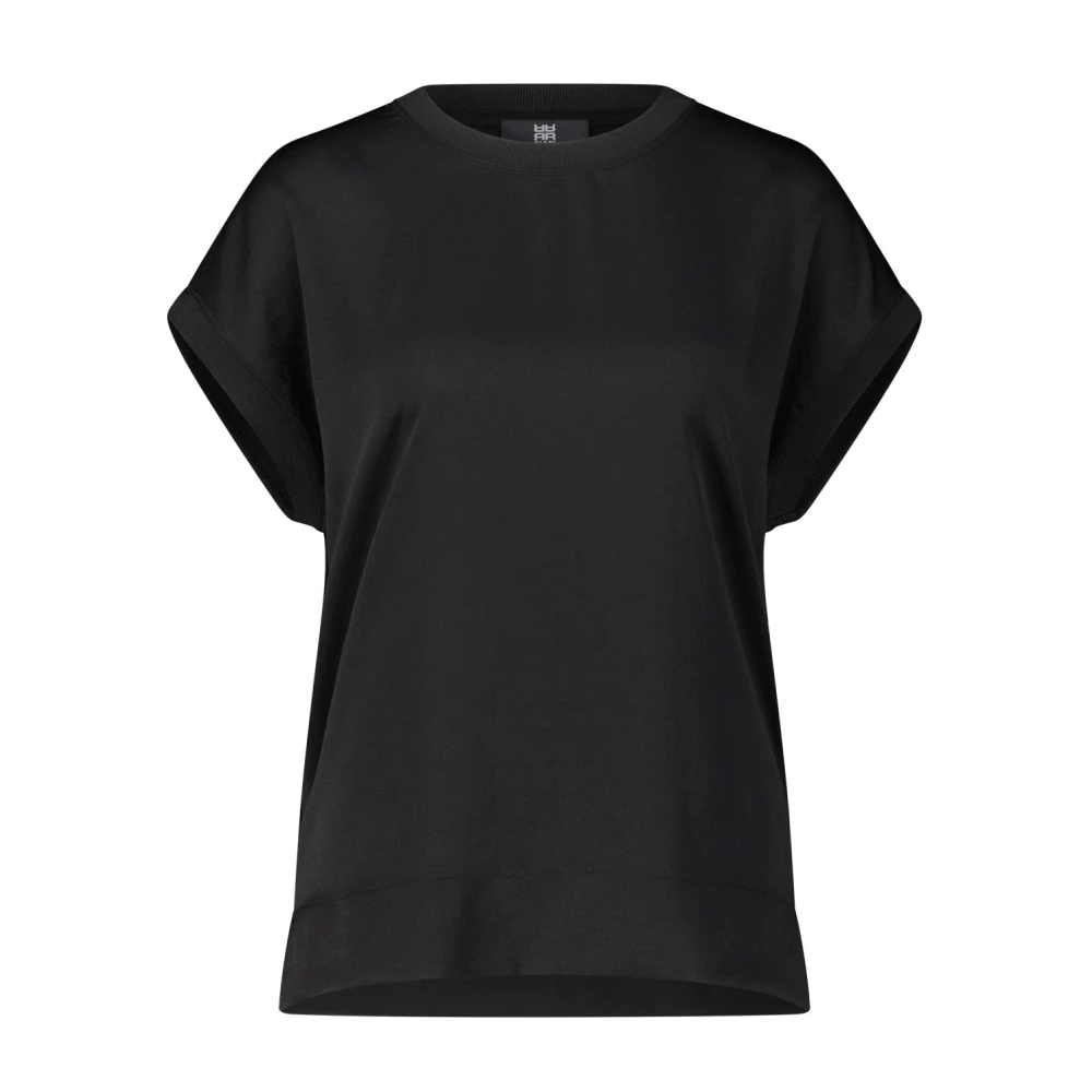 RIANI Satin-Crêpe T-Shirt Black Dames
