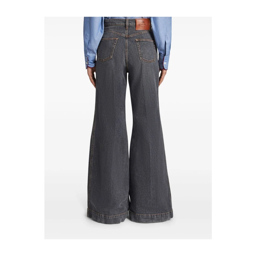 ETRO Zwarte Wide Leg Flared Denim Jeans Gray Dames