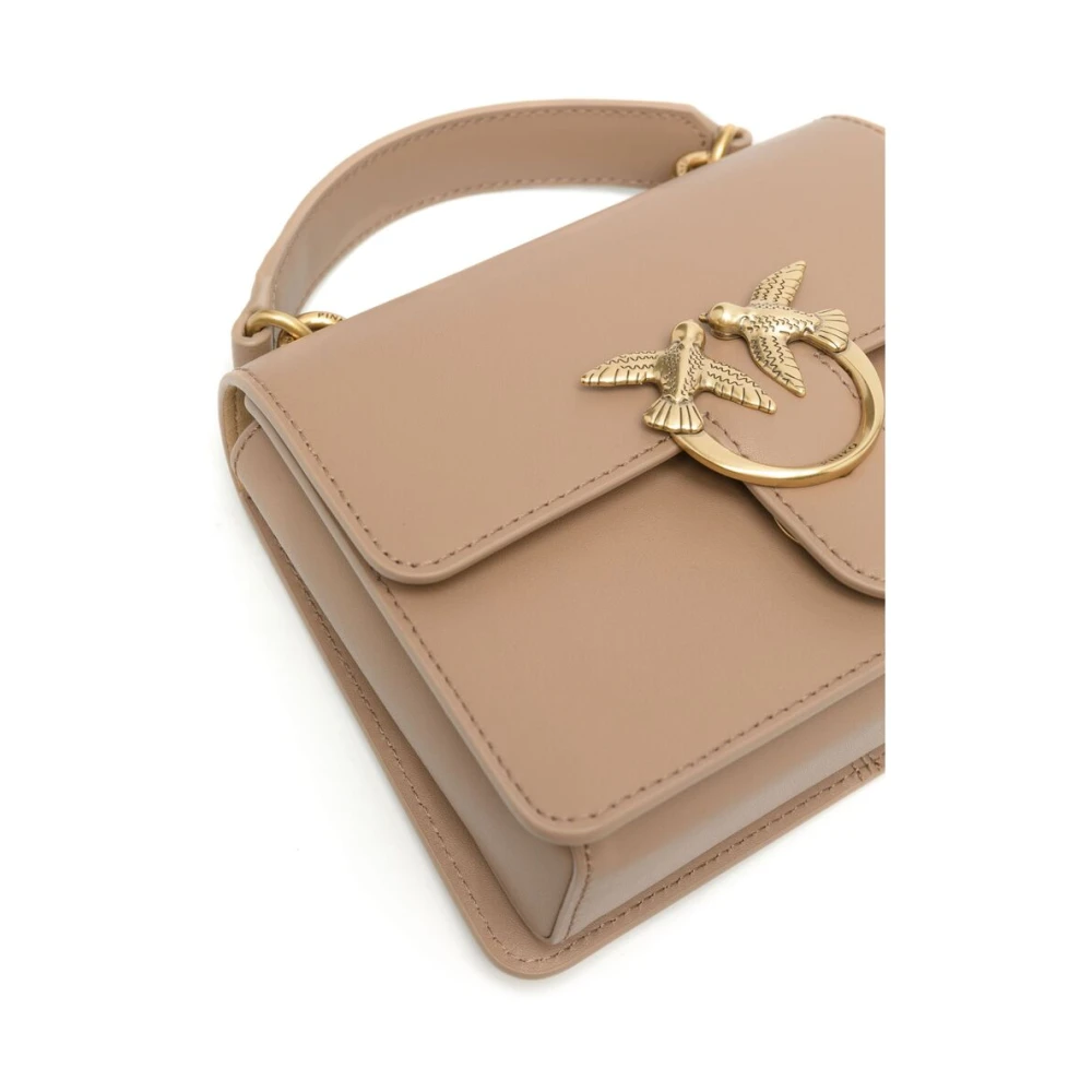 pinko Love Birds Leren Tas Beige Dames