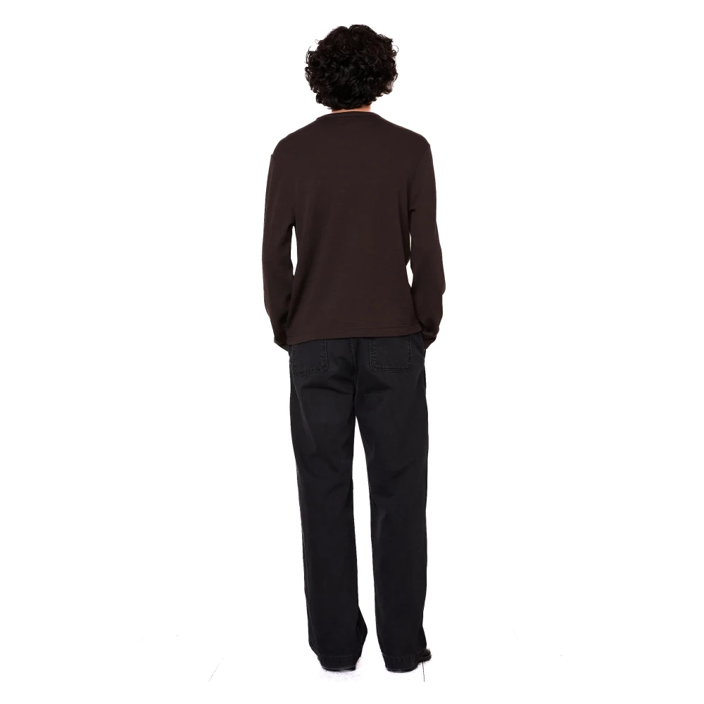 Officine Générale Bruine Longsleeve Ronde hals T-shirt Brown Heren
