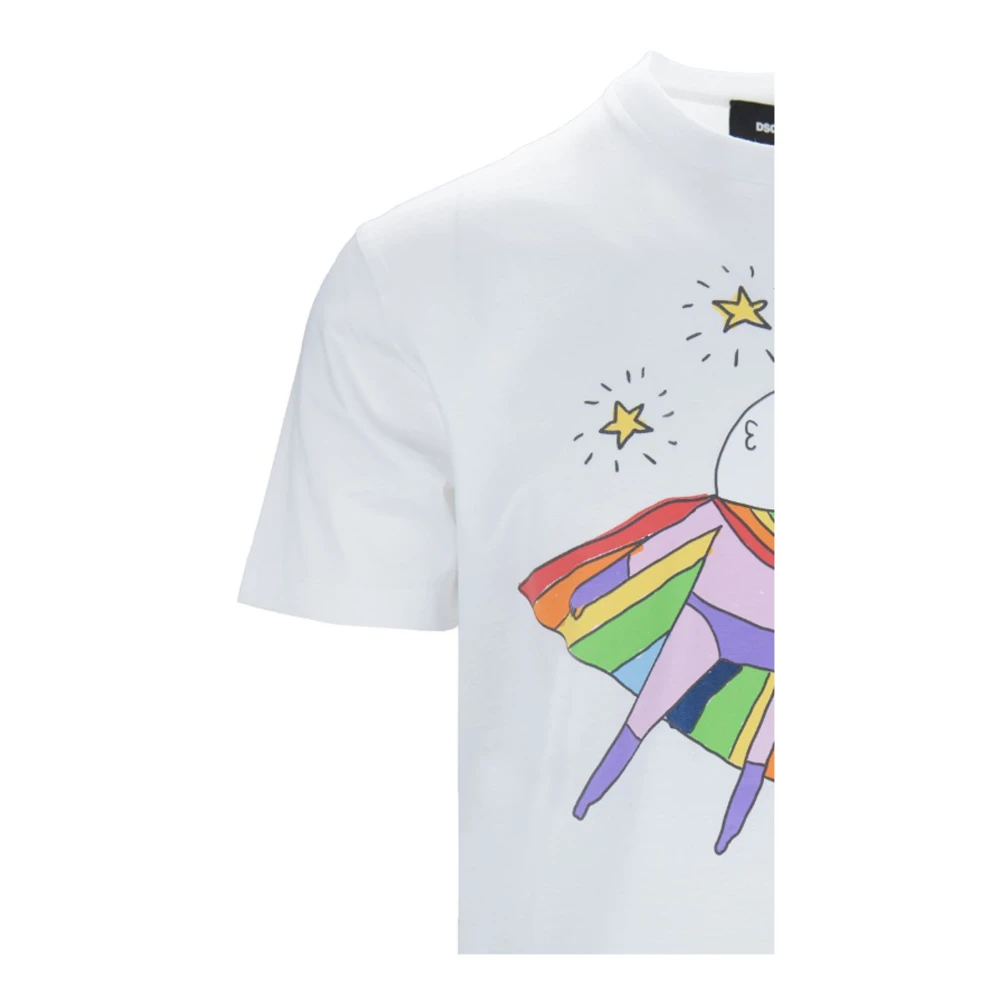 Dsquared2 Heren Grafische Print Katoenen T-Shirt White Heren