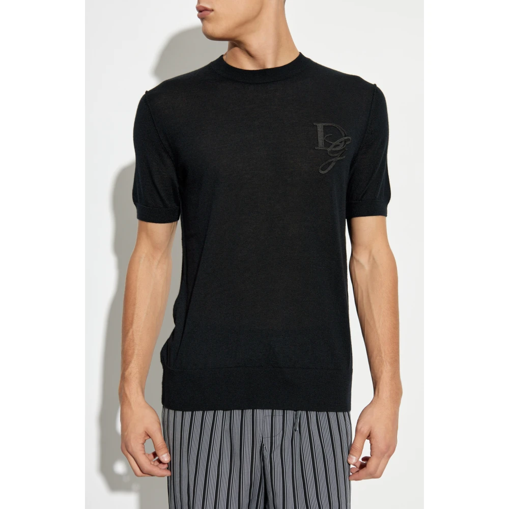 Dolce & Gabbana Kasjmier trui met logo Black Heren