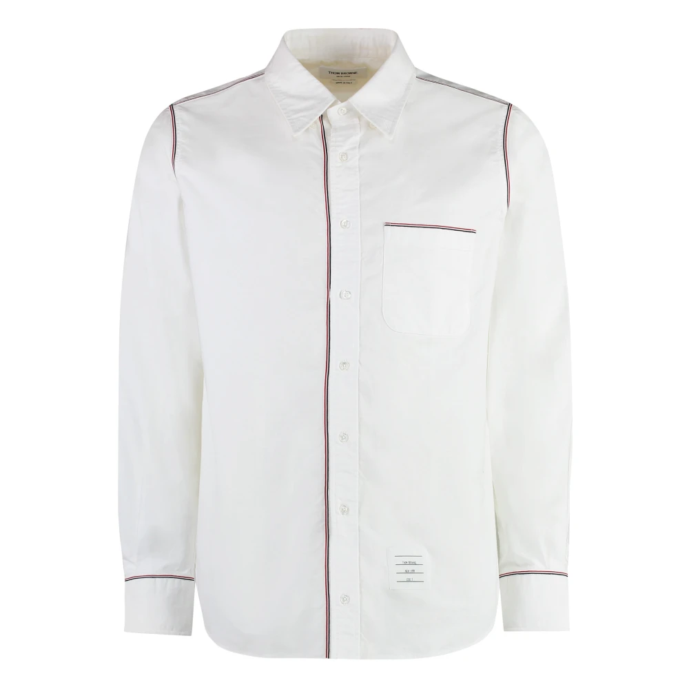 Thom Browne Katoenen Oxford Overhemd met Tricolor Detail White Heren