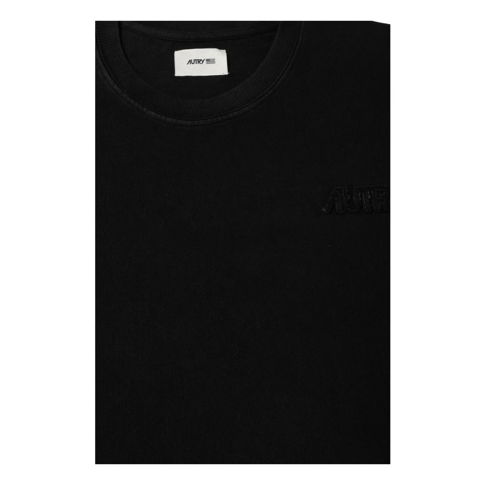 Autry Zwart Katoenen Logo T-shirt Korte Mouw Black Dames
