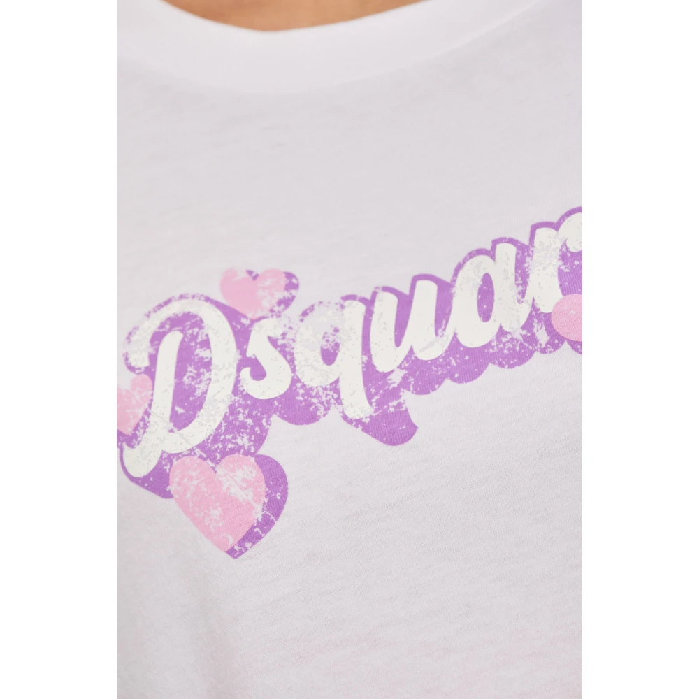 Dsquared2 T-shirt met logo White Dames