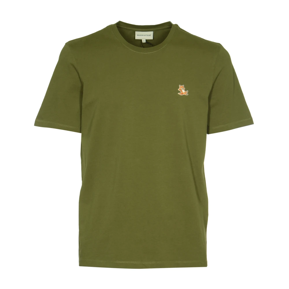 Maison Kitsuné Militair Groene Fox Patch T-shirt Green Heren