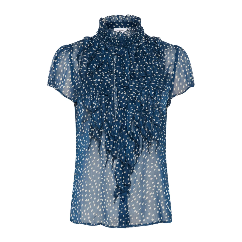 Saint Tropez Women's Blue Blouses, Xs, Liljasz Crinkle Ss Shirt