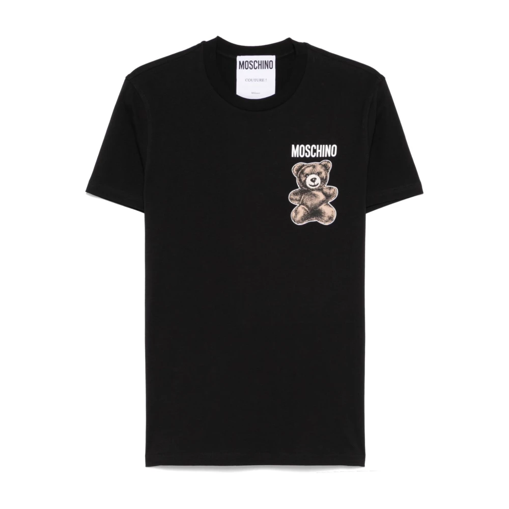 Moschino Zwart Logo Print Crew Neck T-shirt Black Heren