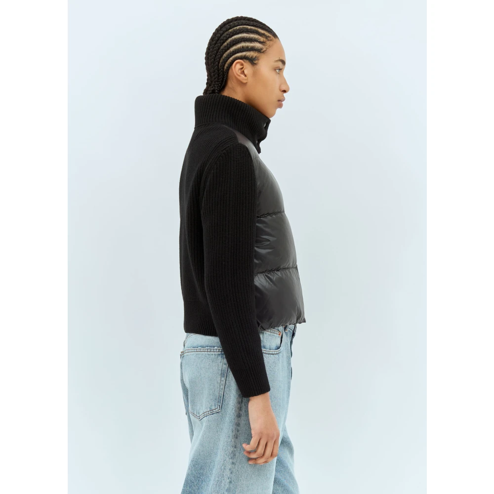 Moncler Gewatteerde wollen vest met rits Black Dames