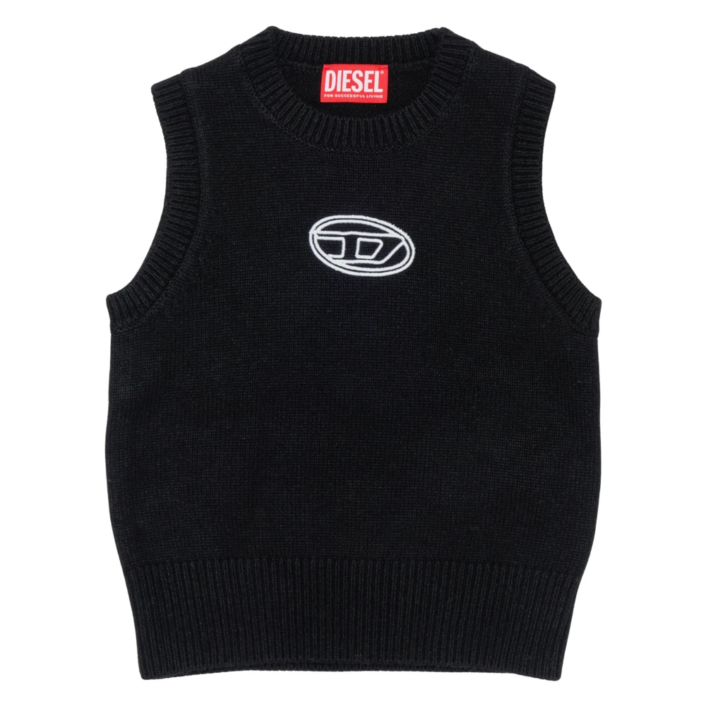 Diesel Girls Black Kids Knitwear, 4 Y, Logo Jumper Vest