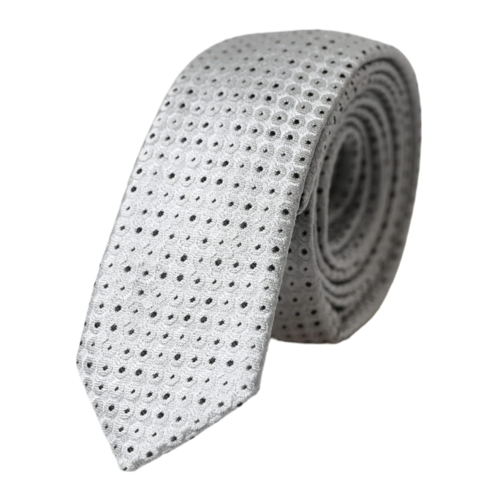 Dolce & Gabbana Stip Zijden Stropdas Licht Grijs Gray Heren