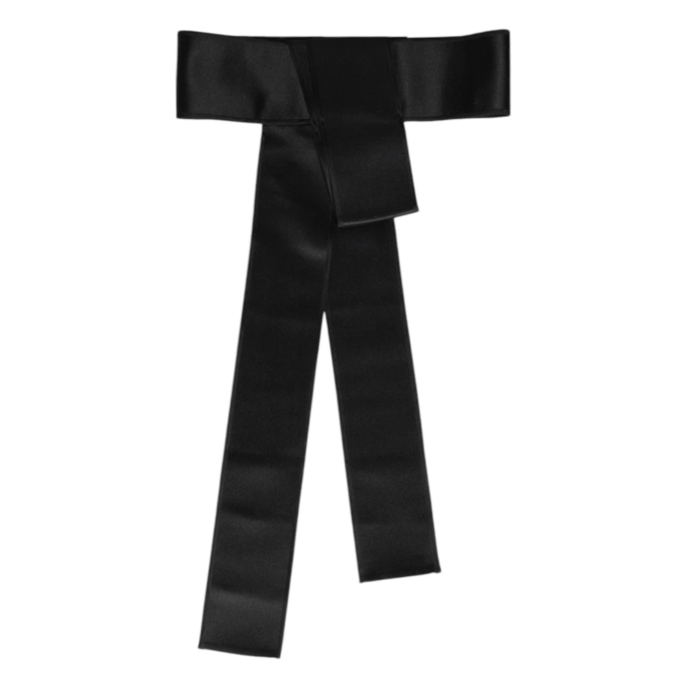Dolce & Gabbana Women's Black Belts, 2XS, Satin Wide Waist Belt