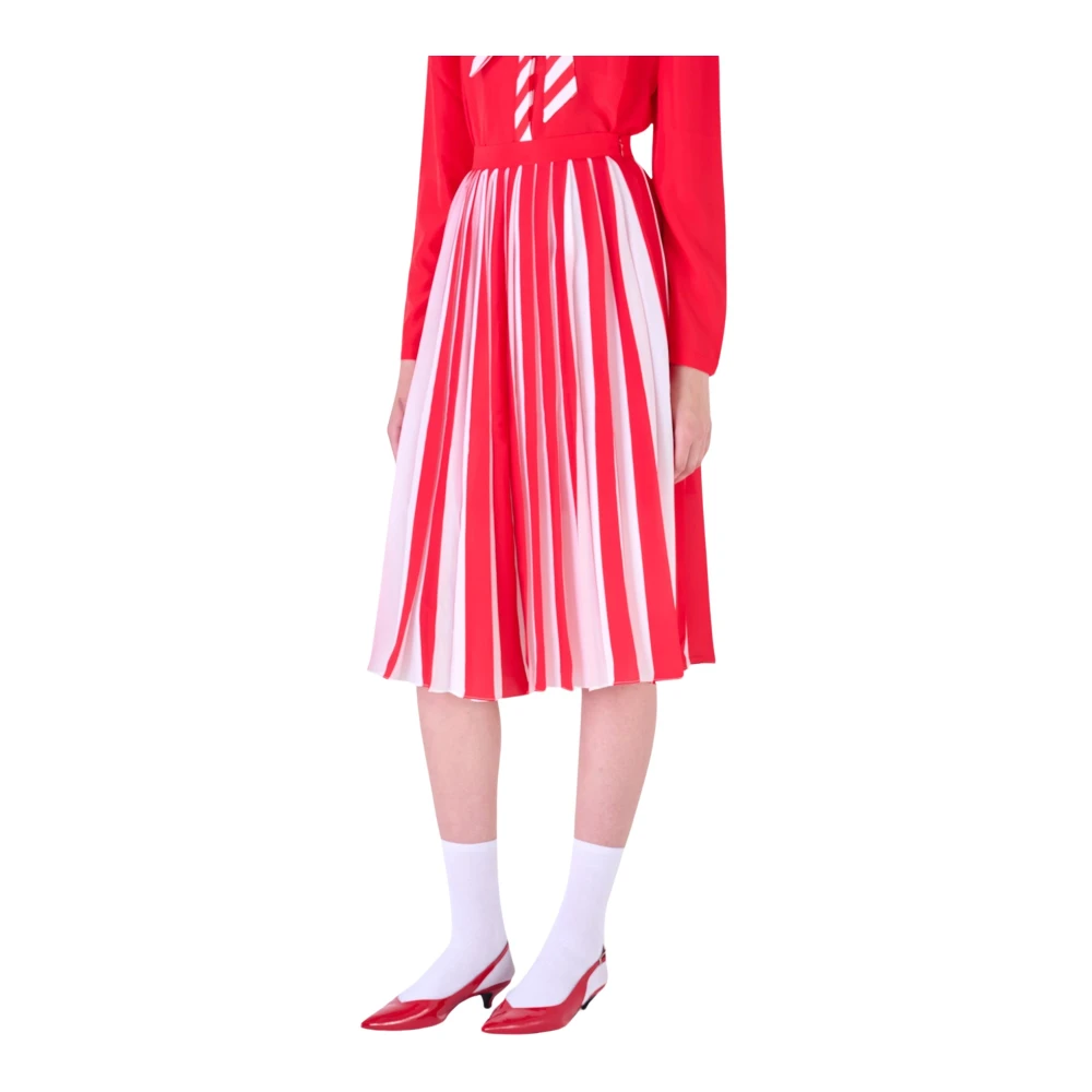 Silvian Heach Geplooide midi-rok met contrastkleuren Red Dames