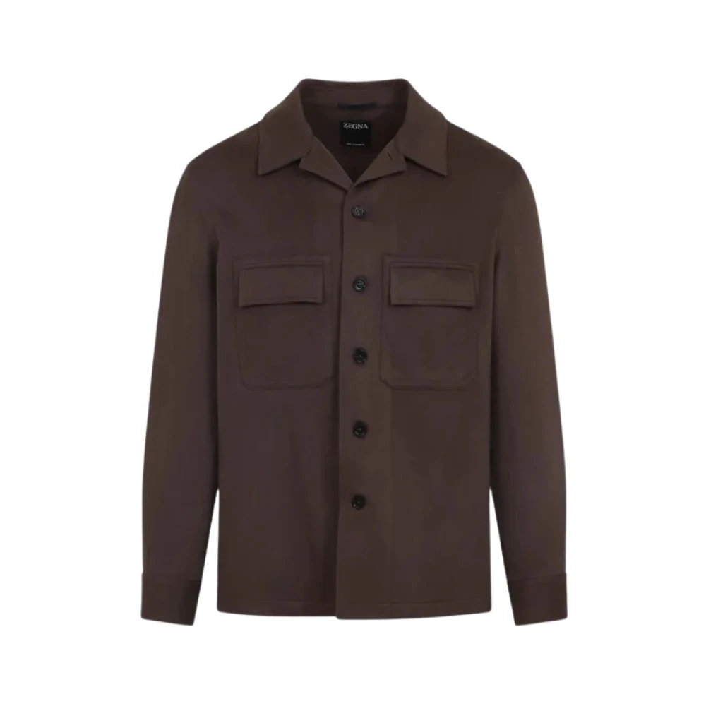 Zegna Men's Brown Cashmere Overshirt