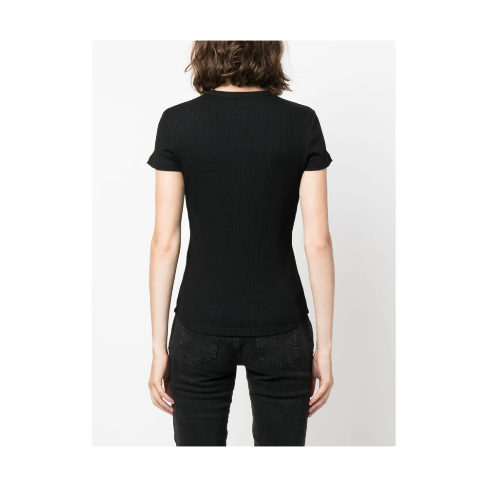 Isabel marant Zwarte Katoenen Geribbelde Logo T-shirt Black Dames