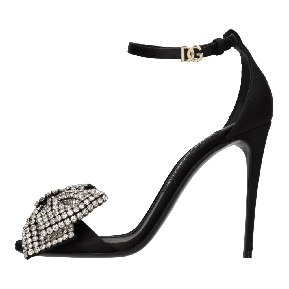 Dolce & Gabbana Femme Noir Chaussures, Taille: 36 Eu Keira Satin Sandales