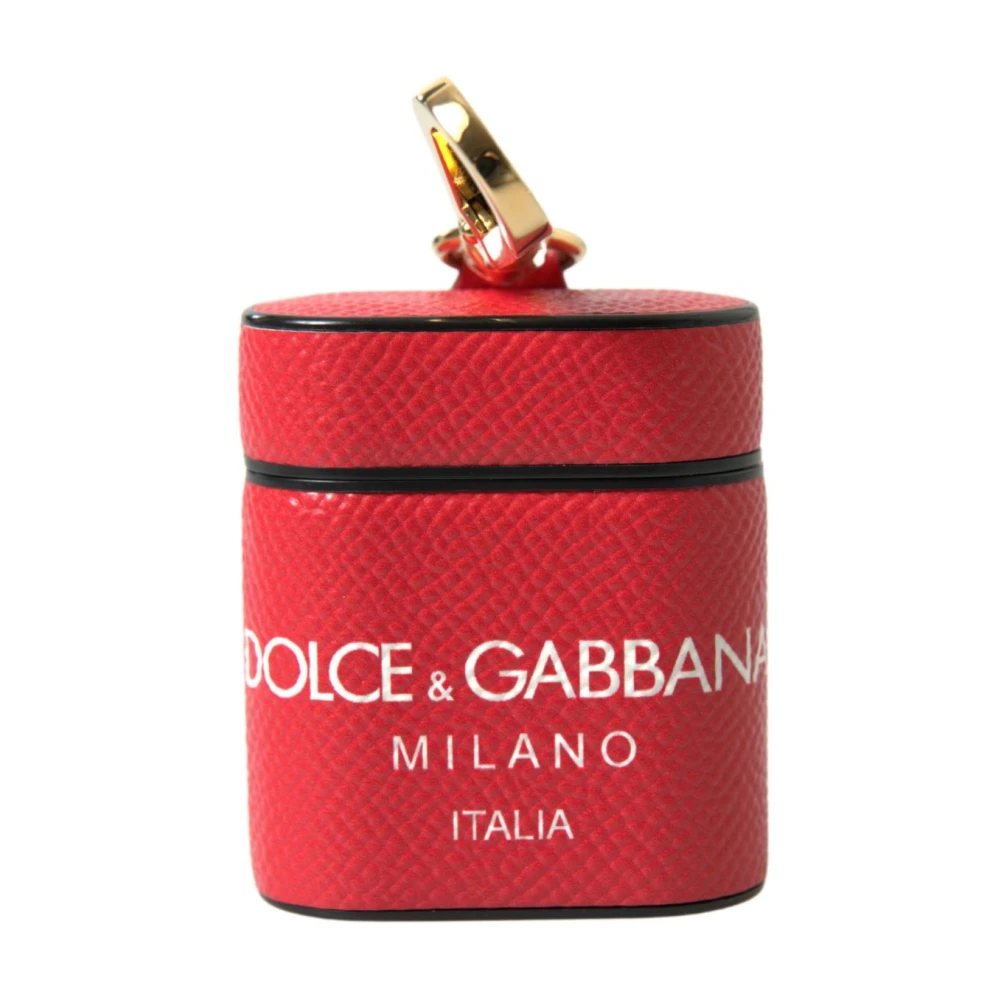Dolce & Gabbana Unisex Red Phone Accessories, One Size, Elegant Leather Airpods Case