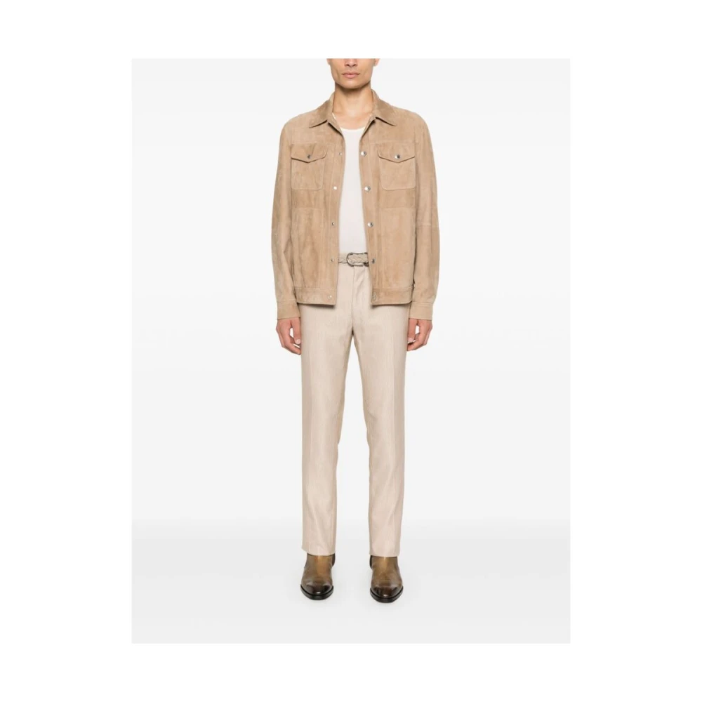 Tom Ford Beige Corduroy Tapered Leg Broek Beige Heren