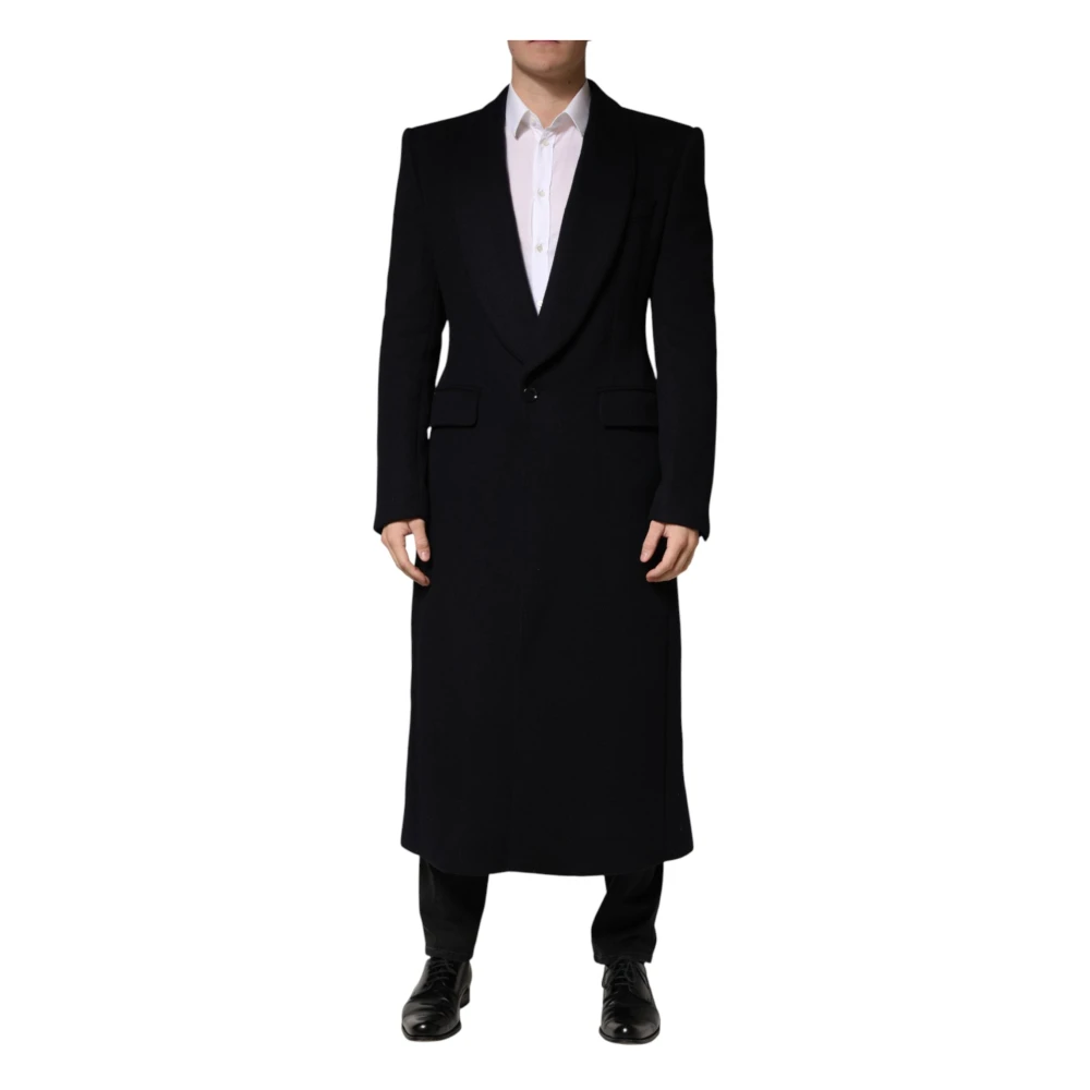Dolce & Gabbana Men's Black Single-Breasted Trench Coat