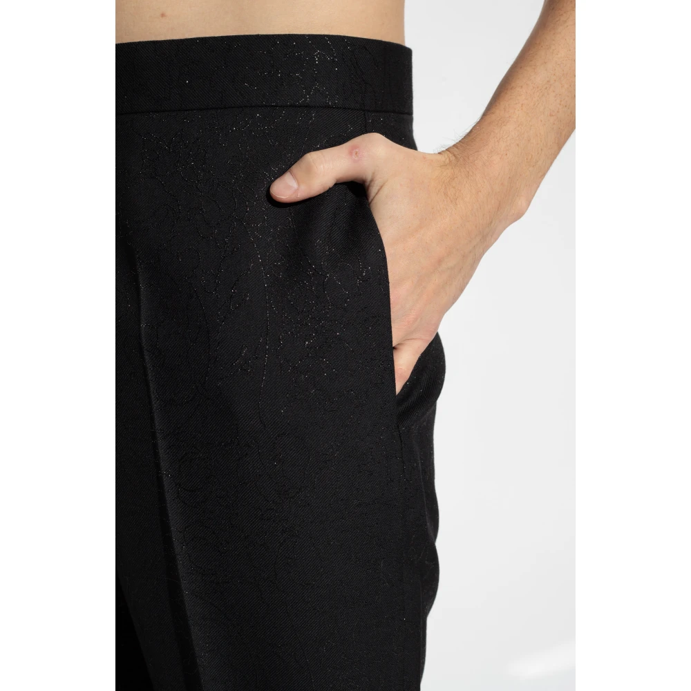 Versace Wollen broek met lurex garen Black Heren