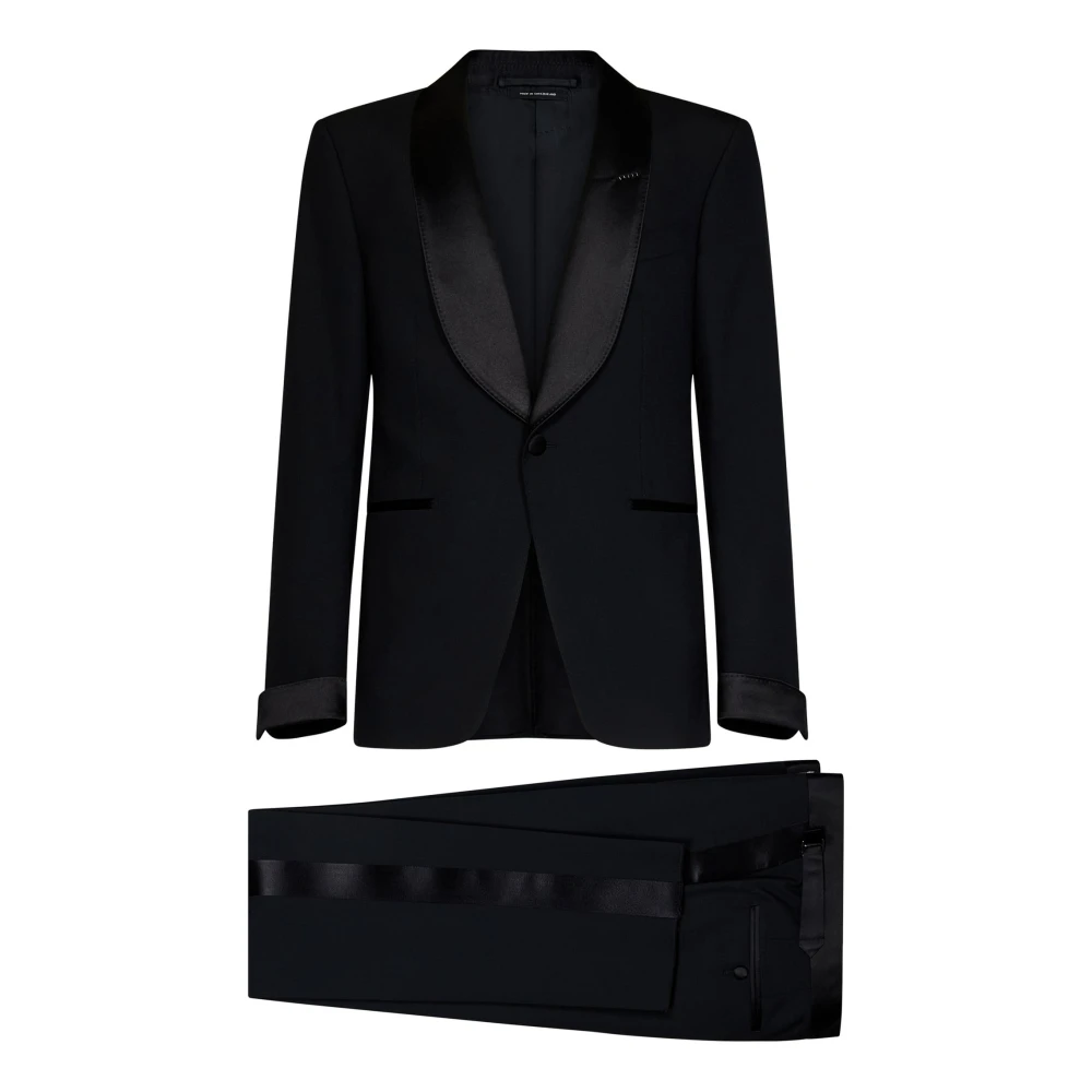 Tom Ford Zwart Wollen Tuxedo Pak met Satijndetails Black Heren