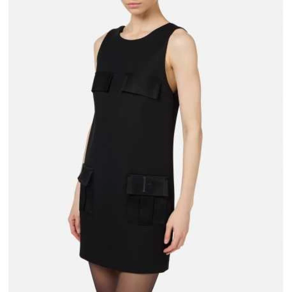 Elisabetta Franchi Mouwloze Satijnen Achterzakken Jurk Black Dames