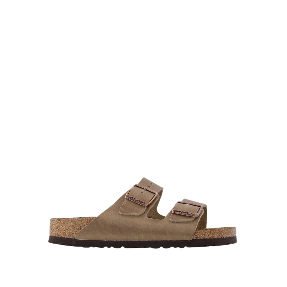 Birkenstock Brown Sliders, Male, 12 Uk, Leather Open Toe Sandals