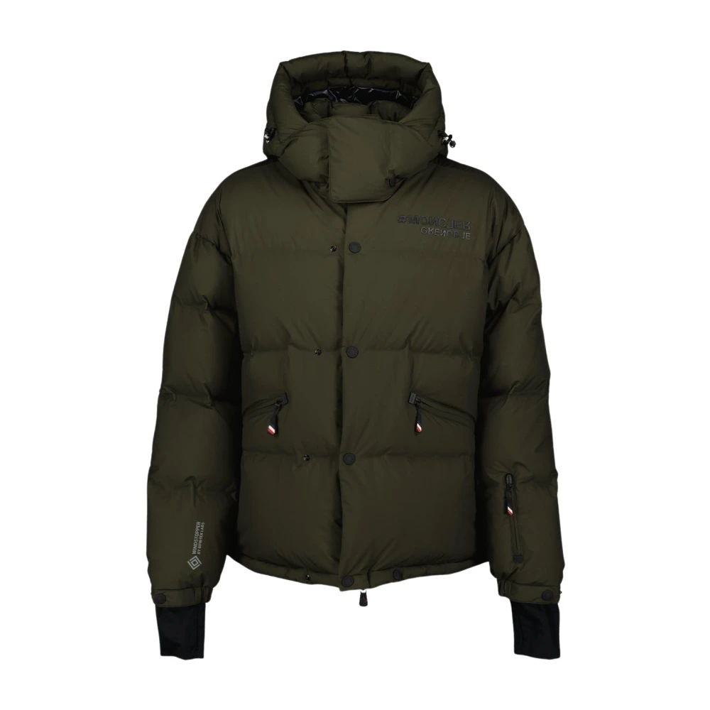 Moncler Gewatteerde hoodie met elastische afwerking Green Heren