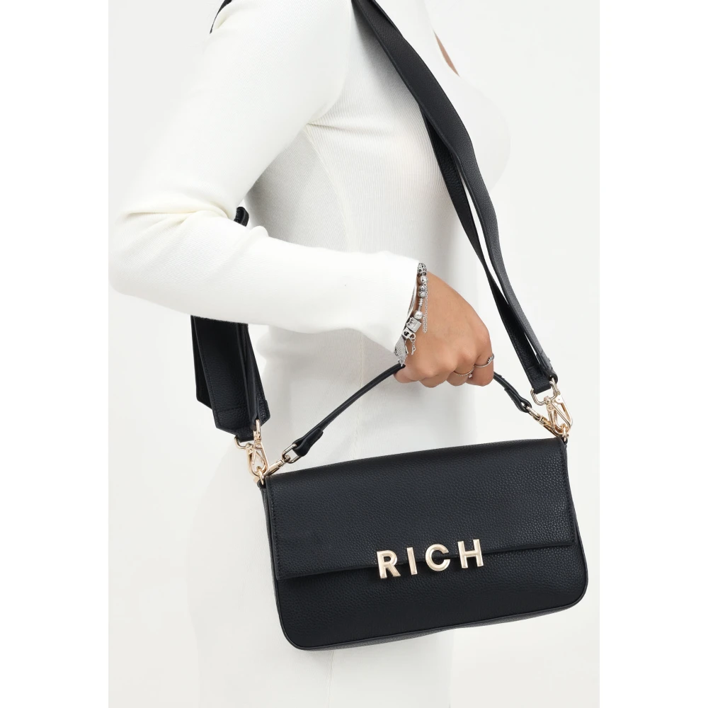 Richmond Zwarte handtas met metalen logodetail Black Dames