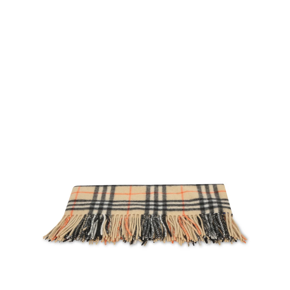 Burberry Gewassen Wol Tartan Sjaal Beige Dames