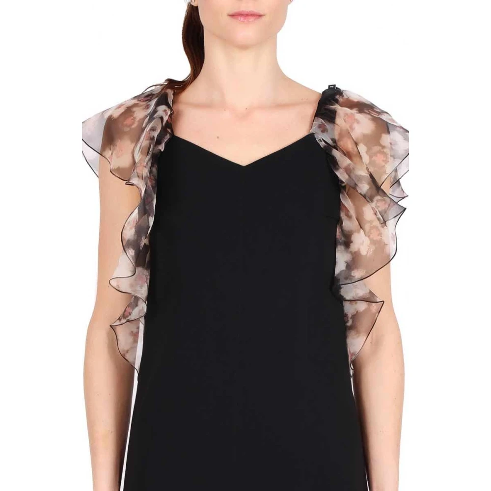 Elisabetta Franchi Zwarte Organza Ruche Korte Jurk Black Dames