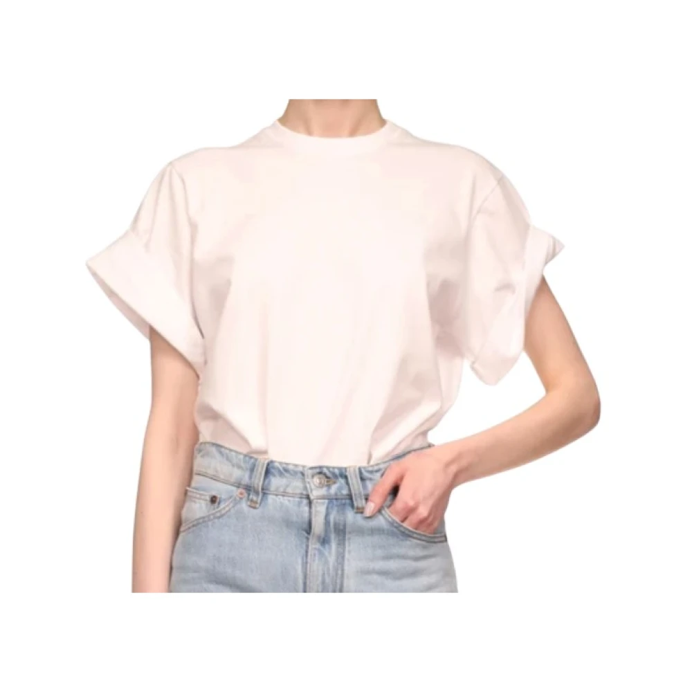 Victoria Beckham , T-Shirts, Female, White, M, Cuffed Sleeve T-Shirt