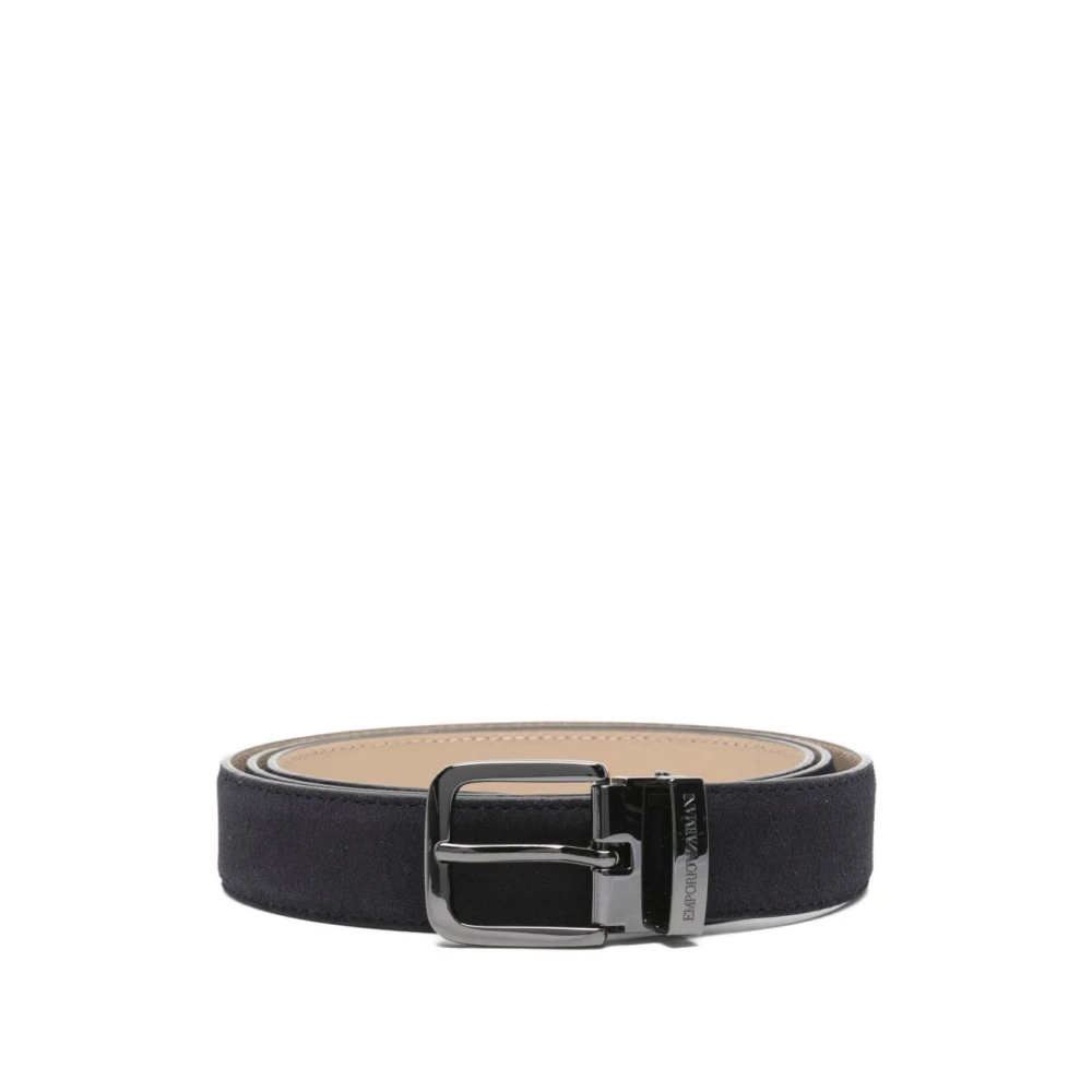 Emporio Armani Mannelijk Blauw Accessoires Heren, One Size, Leer, Leather Belt