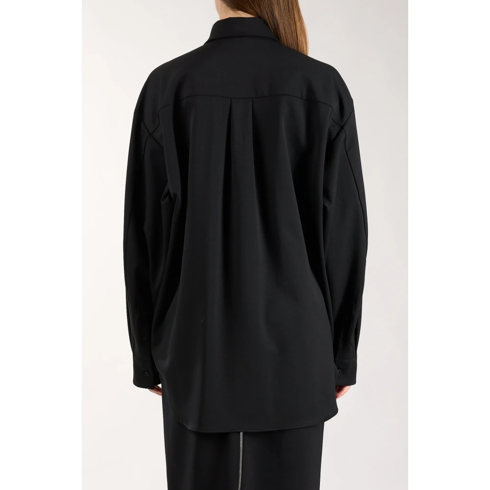 Msgm Wollen overhemd met zwanenmotief Black Dames