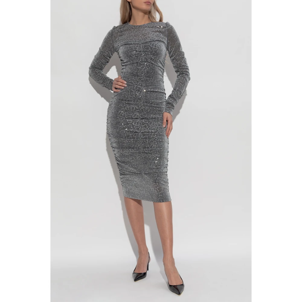 Dolce & Gabbana Paillettenjurk met draperie Gray Dames