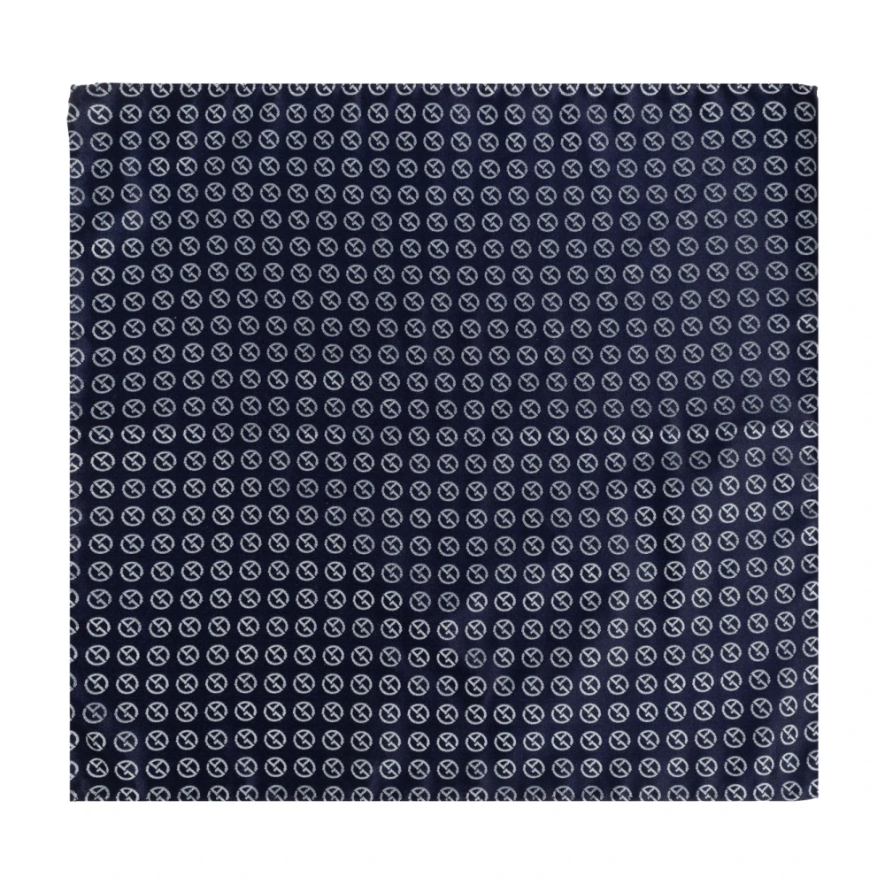 Giorgio Armani Herren Blau Seidenes Einstecktuch Mit Monogramm