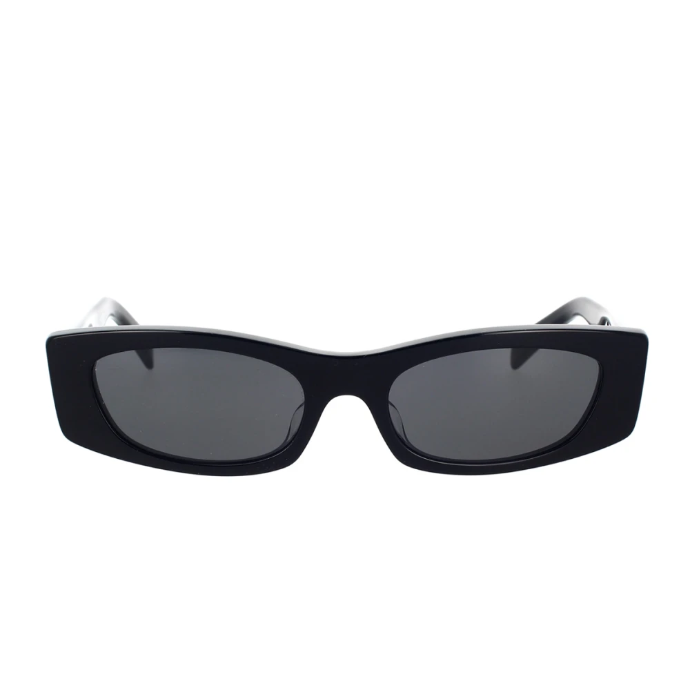 Celine Geometriska solglasögon i svart acetat med mörkgråa linser Black, Unisex