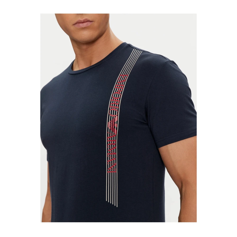 Emporio Armani Slim Fit Logo T-Shirt Blauw Blue Heren