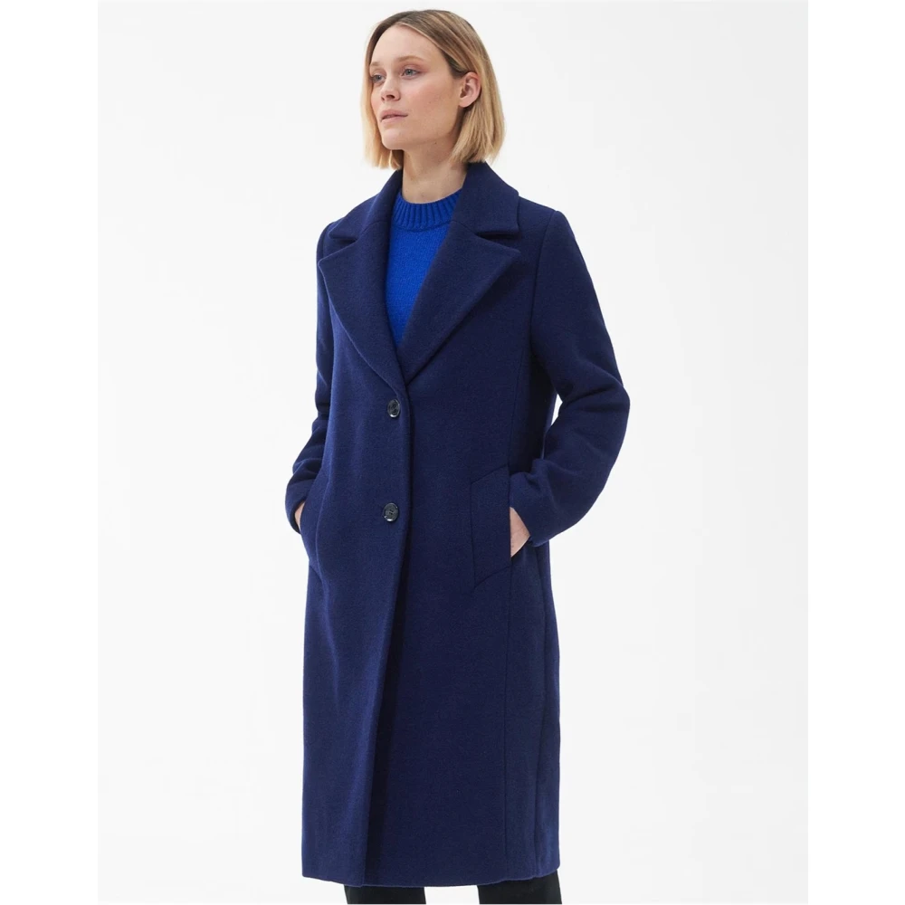 Barbour Wollen jas in Azuurblauw Blue Dames