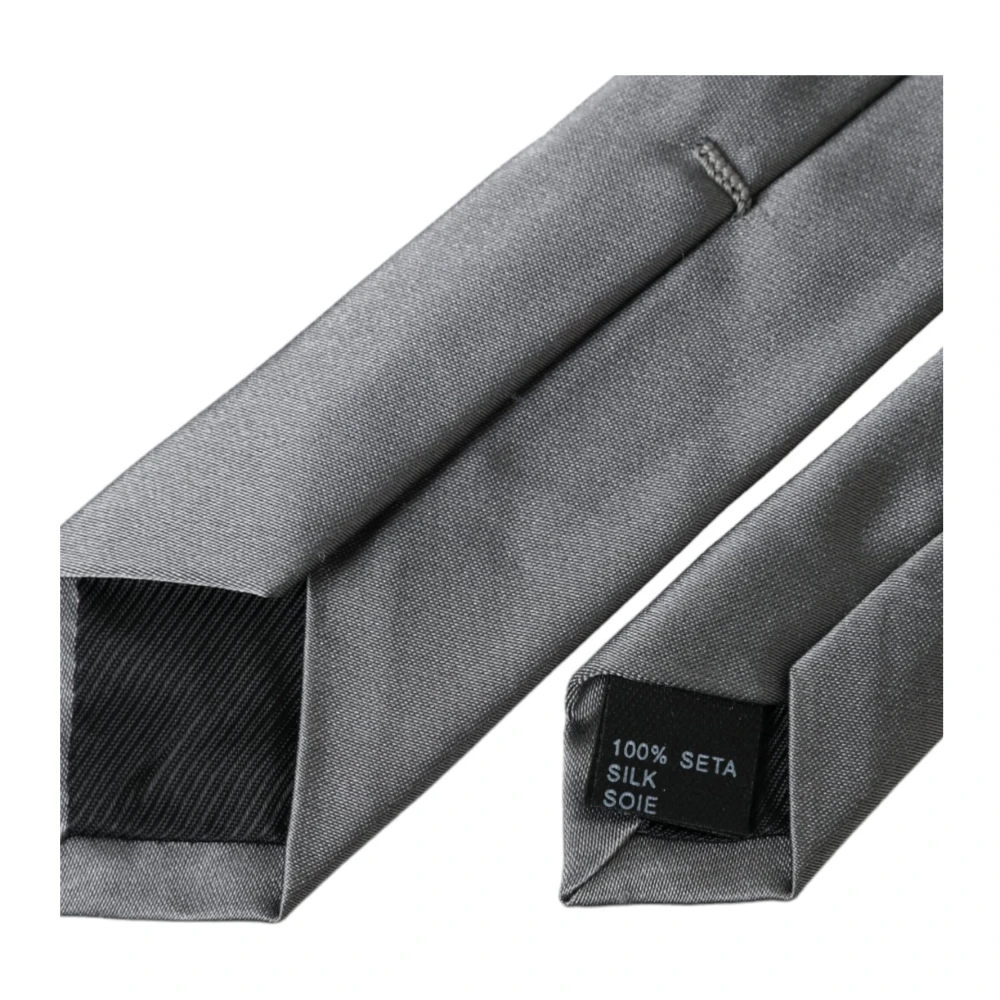 Dolce & Gabbana Luxe Zijden Stropdas Zilverkleur Gray Heren