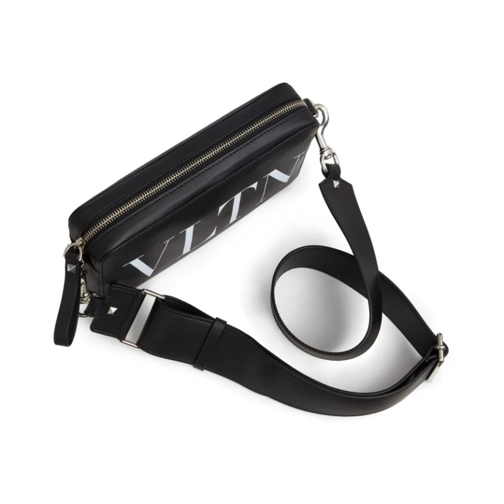 Valentino Garavani Logo Print Schoudertas Zilver Hardware Black Heren