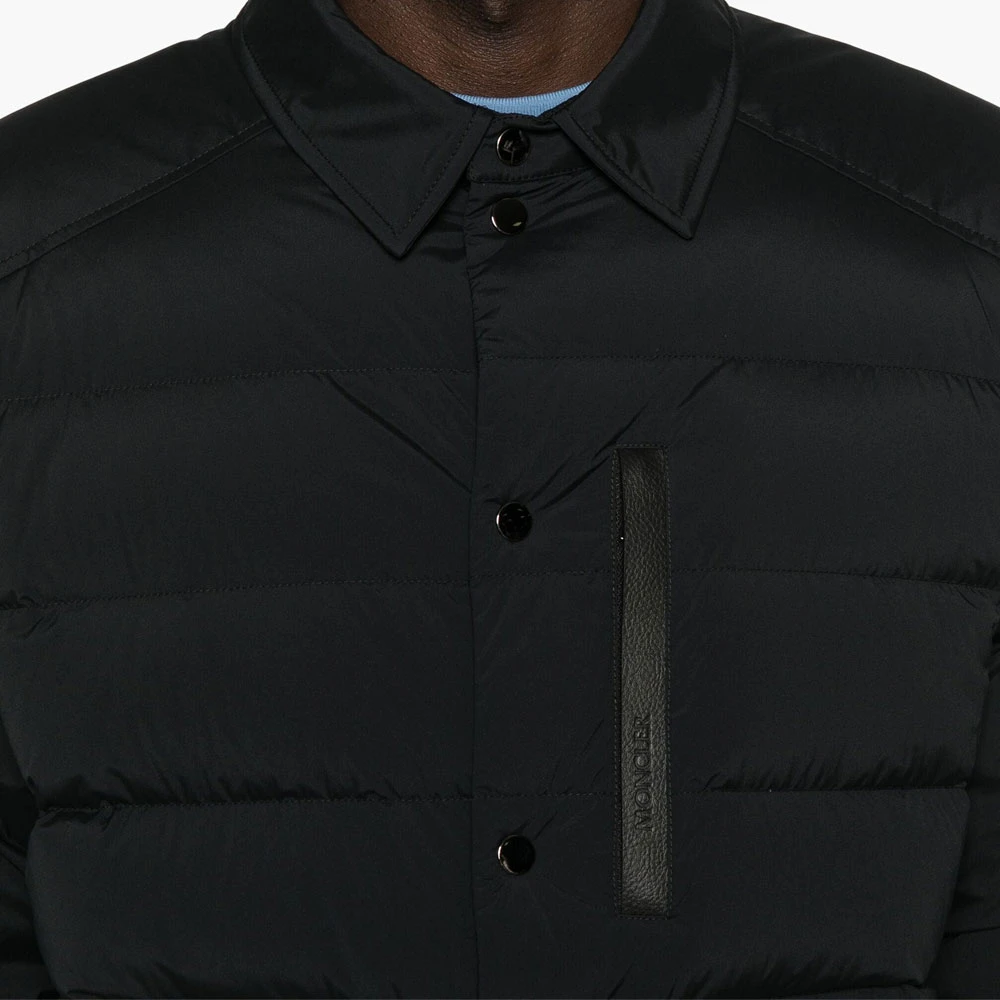 Moncler Korte Zwarte Donsjas met Logo Black Heren