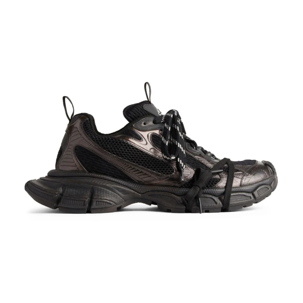 Balenciaga Zwarte Mesh Sneakers met Metallic Effect Black Dames