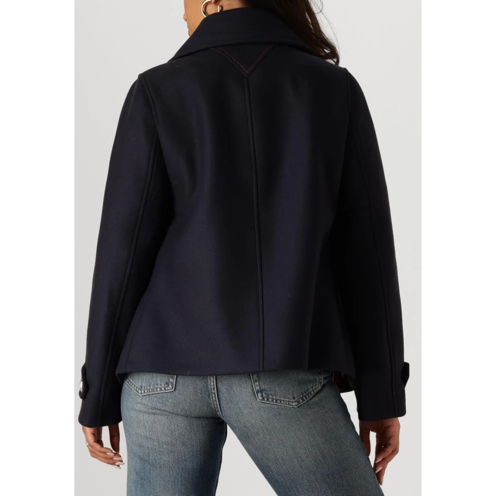 Tommy Hilfiger Wollen Peacoat in Donkerblauw Blue Dames