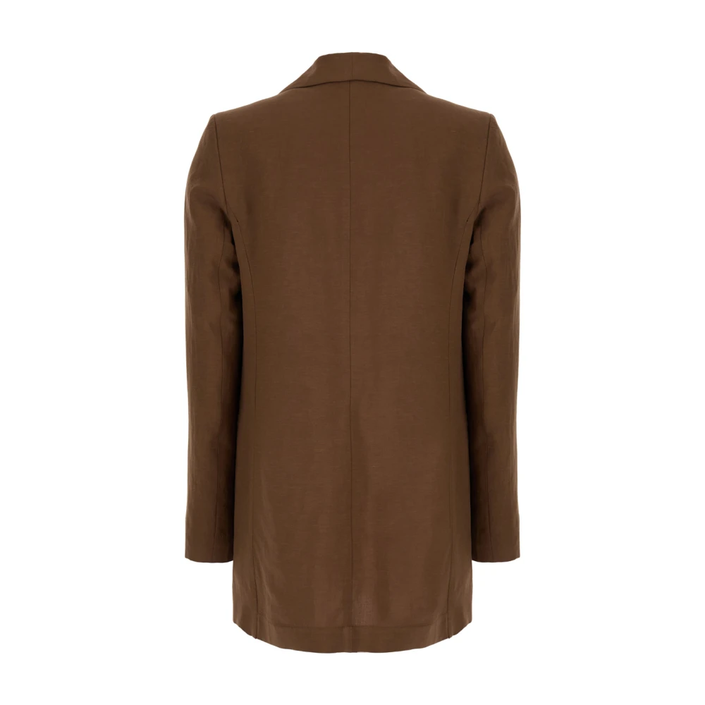 Plain Units Bruine Linnen Viscose Blazer Jas Brown Dames